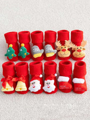 Kids' Non-Slip Print Cotton Christmas Socks