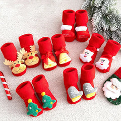 Kids' Non-Slip Print Cotton Christmas Socks