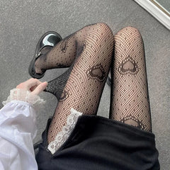 Love Flower Mesh Kawaii Lolita Stockings