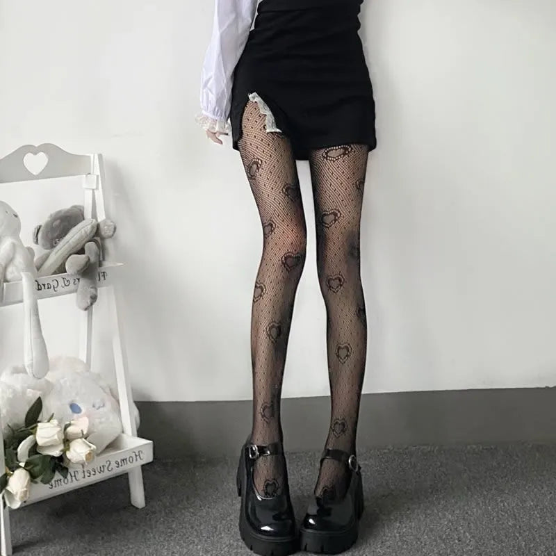 Love Flower Mesh Kawaii Lolita Stockings