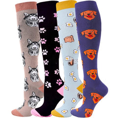 Dog Animal Prints Compression Knee-Length Socks